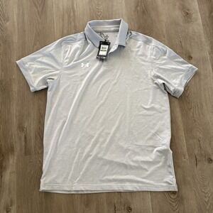 NWT Under Armour Men's Large UA Trophy Polo Shirt Gray Golf Activewear
